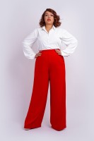 パンツ   Women Straight Pants WW0WW45565 XLD red Women's Wide Leg Pants | Crimson Red Pant | Edgy Work Wear
