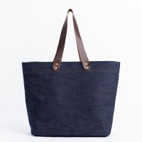 トートバッグ RONRON RIBBON POINTED DENIM TOTE BAG MEDIUM BLUE RR24CBG3801 RIBBON POINTED DENIM TOTE BAG MEDIUM BLUE - RONRON 론론