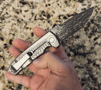 12 Days of Christmas - Les George VECP Damascus Titanium Folder | DLT
