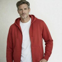 Luxurious Full Zip Red Hoodie | Side Rib panel | 100% Cotton