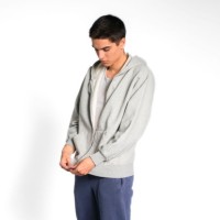 ★HOODHOOD★ Button heavy cotton hooded jacket gray Hooded-Zipper-Silver-Mix-