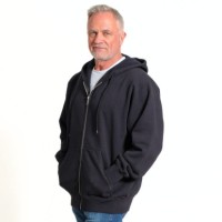 Luxury Hooded Full Front Zipper Black 100% Cotton Sweatshirt