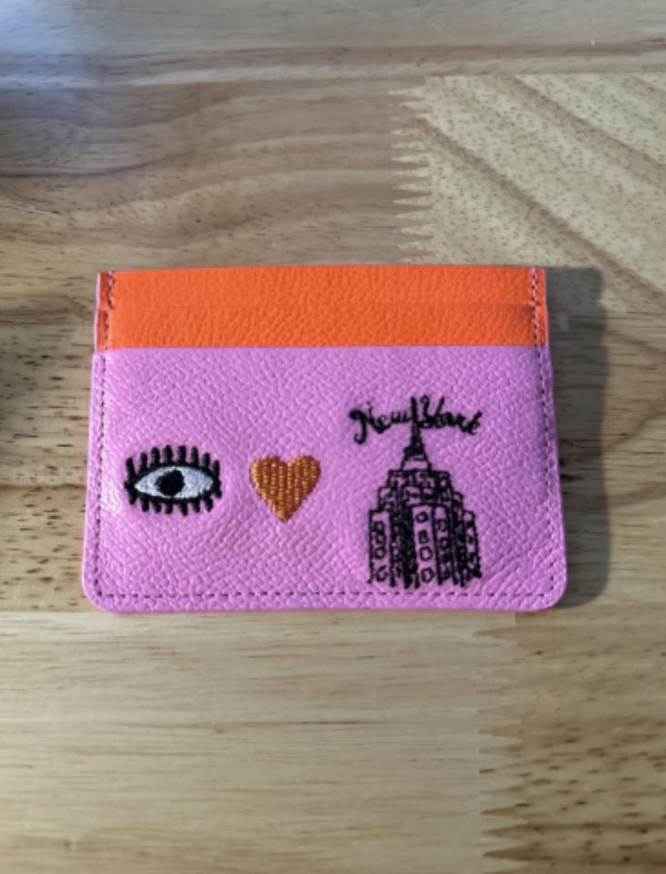 Filium Black Leather Cardholder - All Over Eyes Embroidery – Min & Mon